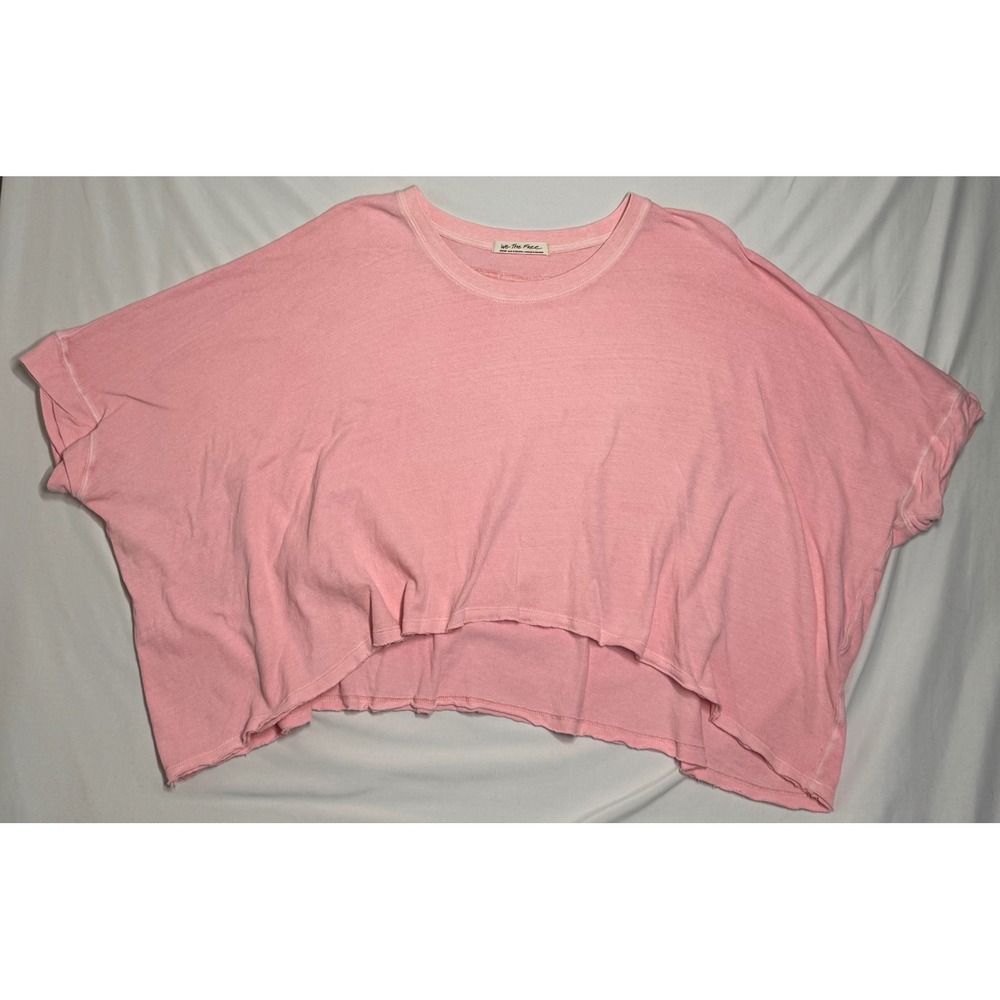 Free People We The Free CC Tee Pink Oversized Cropped Cotton Size Medium Comfort